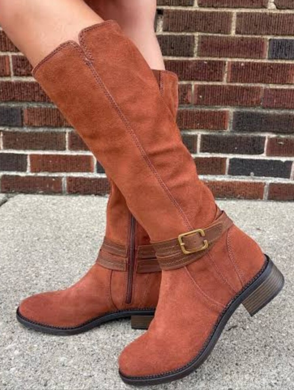 Clarks Boho Western Equestrian Shine Riding Knee High Suede Boots Brown Size 10